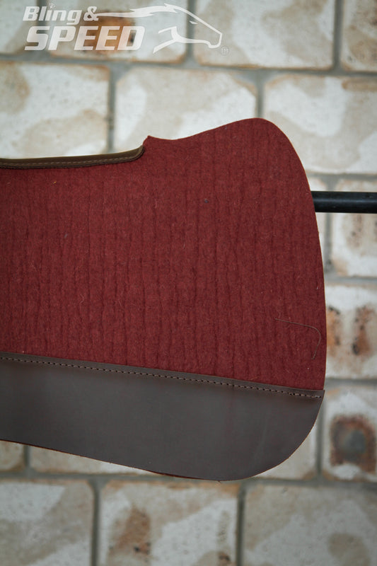 Burgundy Full Wither Relief - Round Skirt Merino Wool Barrel and Fender Saddle Pad