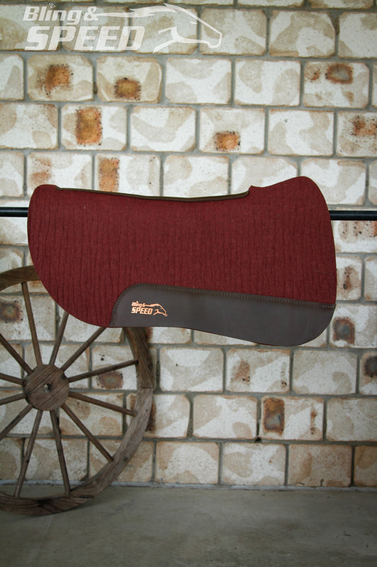 Burgundy Full Wither Relief - Round Skirt Merino Wool Barrel and Fender Saddle Pad