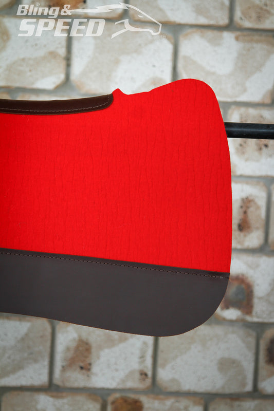 Red Full Wither Relief - Round Skirt Merino Wool Barrel and Fender Saddle Pad