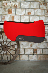 Red Full Wither Relief - Round Skirt Merino Wool Barrel and Fender Saddle Pad