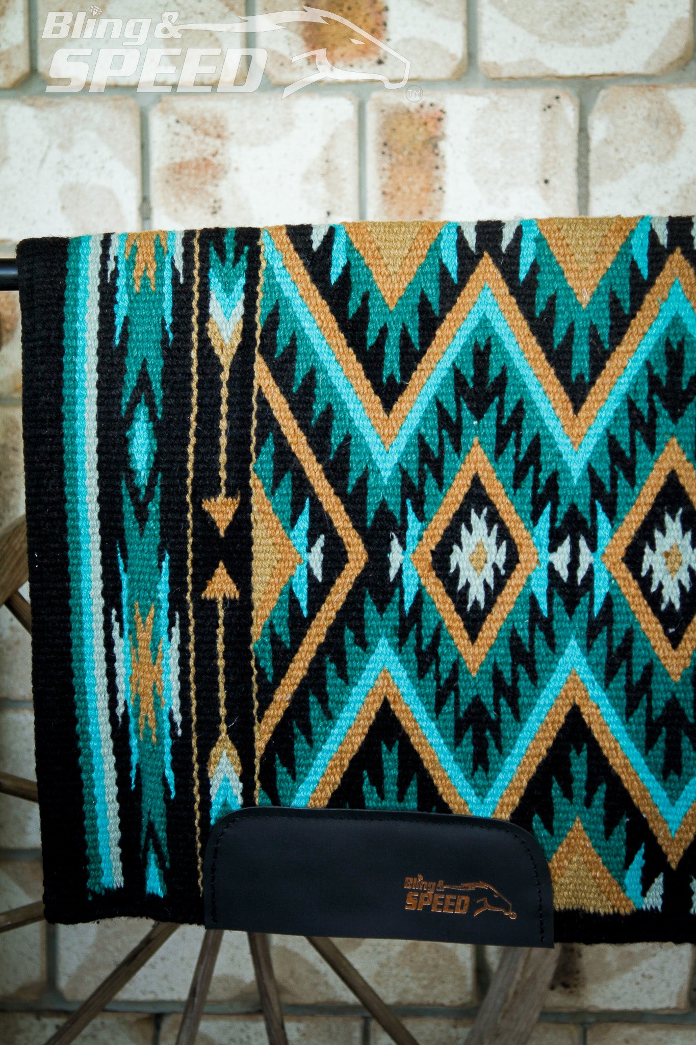 Teal Outlaw Ranch Saddle Blanket - 34" Spine
