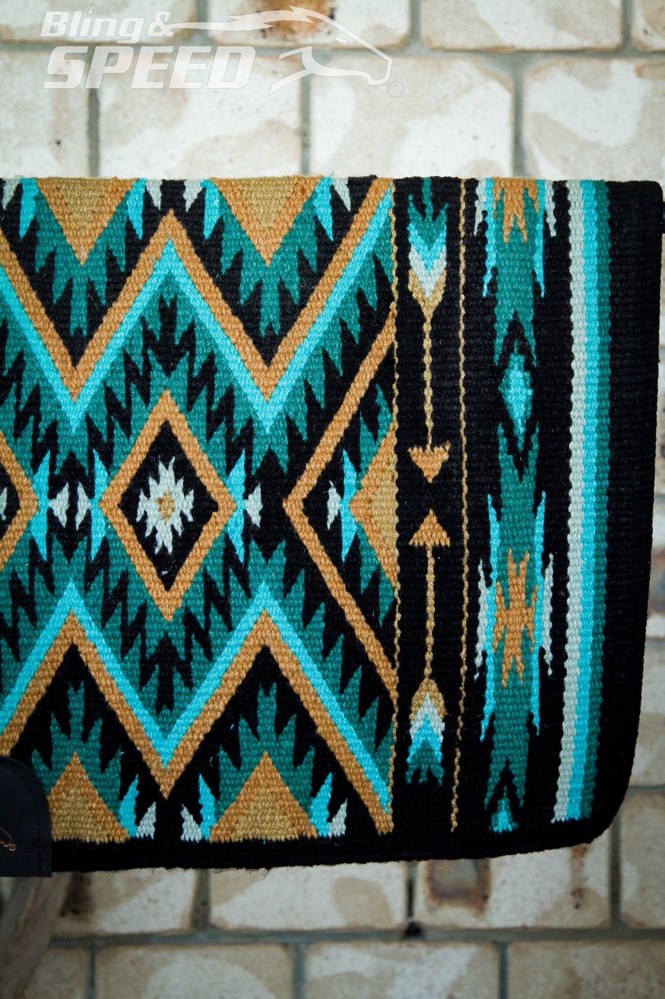 Teal Outlaw Ranch Saddle Blanket - 34" Spine