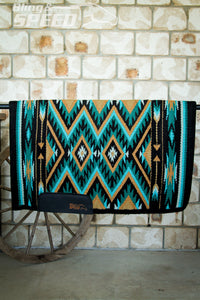 Teal Outlaw Ranch Saddle Blanket - 34" Spine