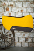 Load image into Gallery viewer, Yellow Standard Wither Relief - Round Skirt Merino Wool Barrel and Fender Saddle Pad
