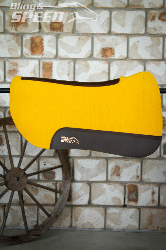 Yellow Standard Wither Relief - Round Skirt Merino Wool Barrel and Fender Saddle Pad