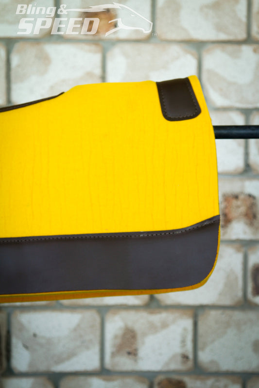Standard Wither Relief - Round Skirt Merino Wool Barrel and Fender Saddle Pad - Yellow