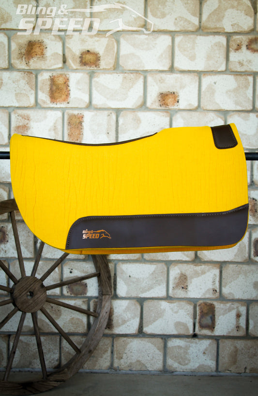 Standard Wither Relief - Round Skirt Merino Wool Barrel and Fender Saddle Pad - Yellow