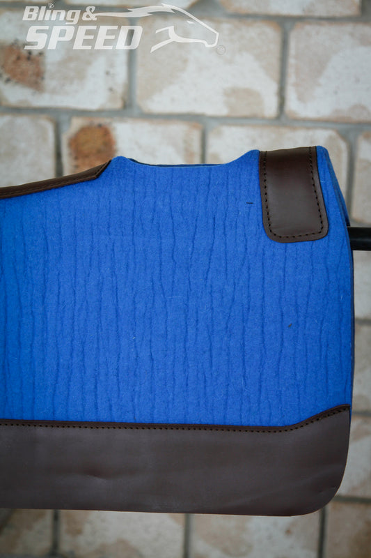 Standard Wither Relief - Round Skirt Merino Wool Barrel and Fender Saddle Pad - Royal Blue