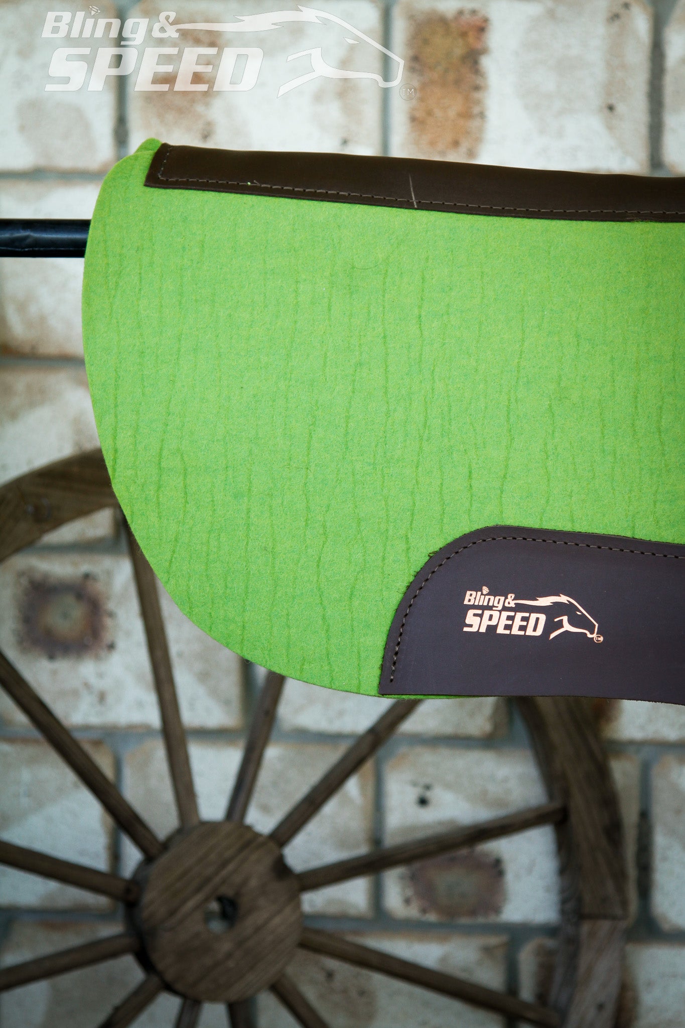 Lime Green Full Wither Relief - Round Skirt Merino Wool Barrel and Fender Saddle Pad