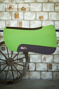 Load image into Gallery viewer, Lime Green Full Wither Relief - Round Skirt Merino Wool Barrel and Fender Saddle Pad
