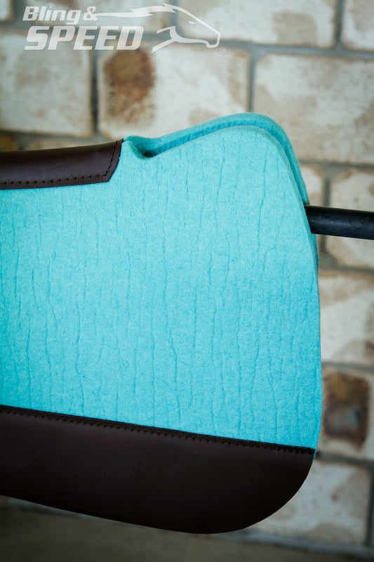 Turquoise Full Wither Relief - Round Skirt Merino Wool Barrel and Fender Saddle Pad