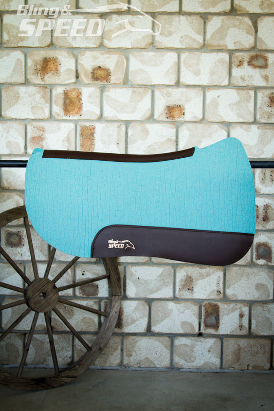 Turquoise Full Wither Relief - Round Skirt Merino Wool Barrel and Fender Saddle Pad