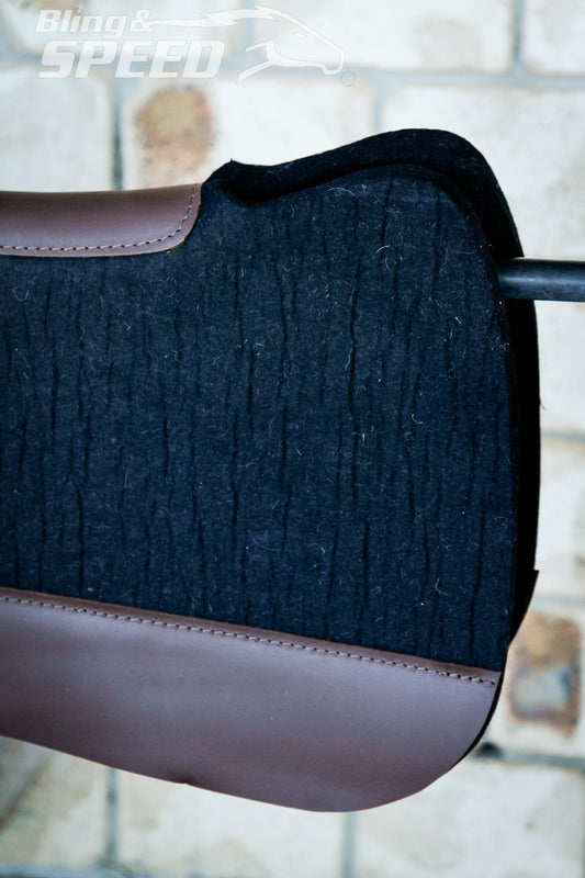 Black Full Wither Relief - Round Skirt Merino Wool Barrel and Fender Saddle Pad