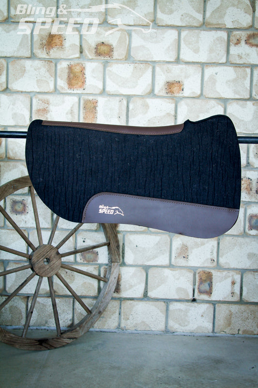 Black Full Wither Relief - Round Skirt Merino Wool Barrel and Fender Saddle Pad