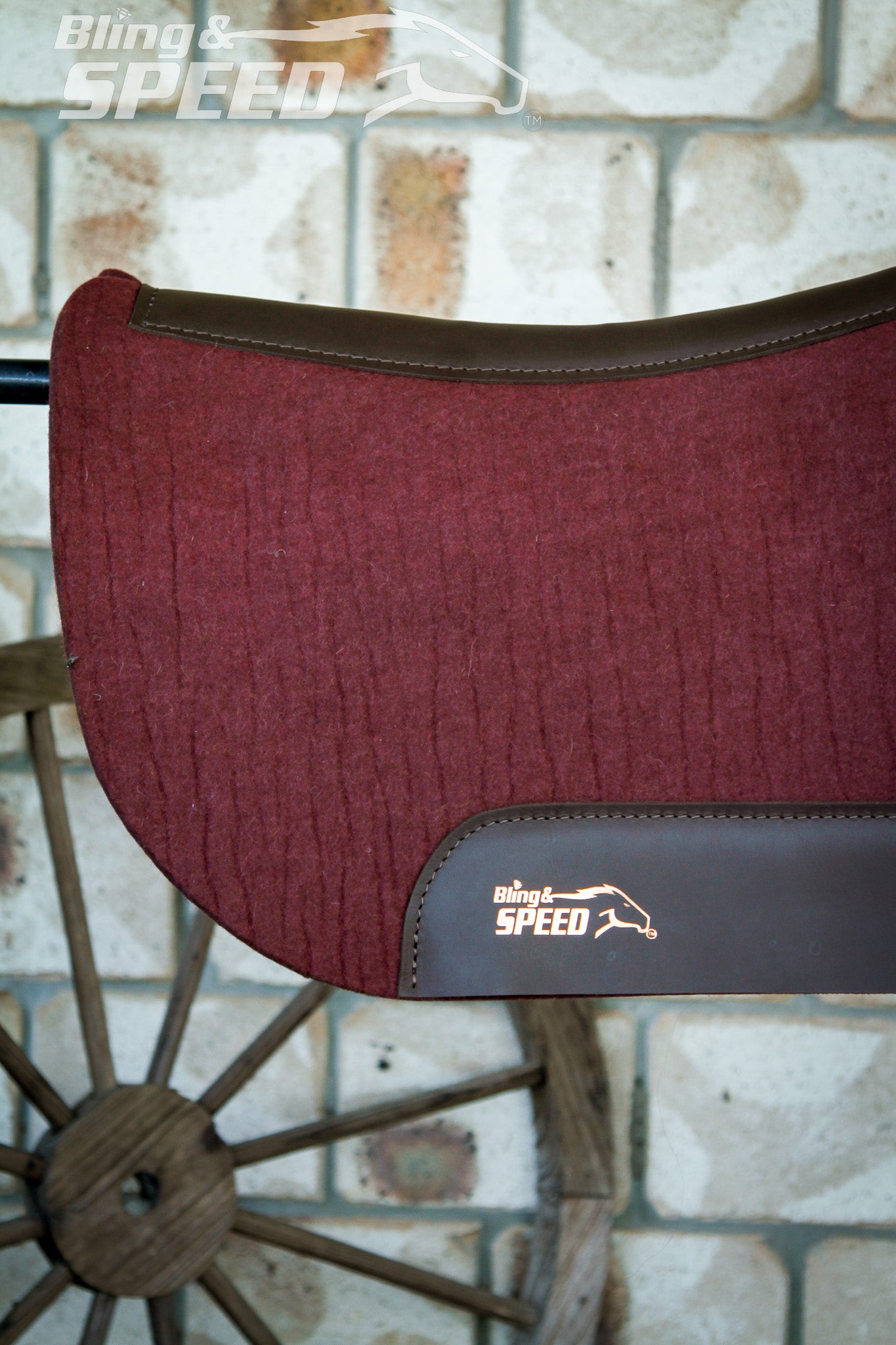 Standard Wither Relief - Round Skirt Merino Wool Barrel and Fender Saddle Pad - Burgundy