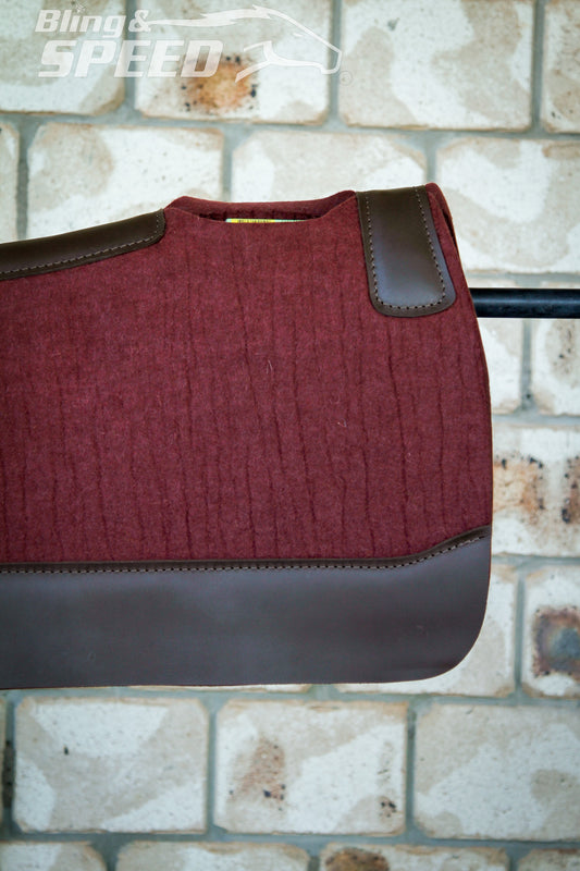 Standard Wither Relief - Round Skirt Merino Wool Barrel and Fender Saddle Pad - Burgundy