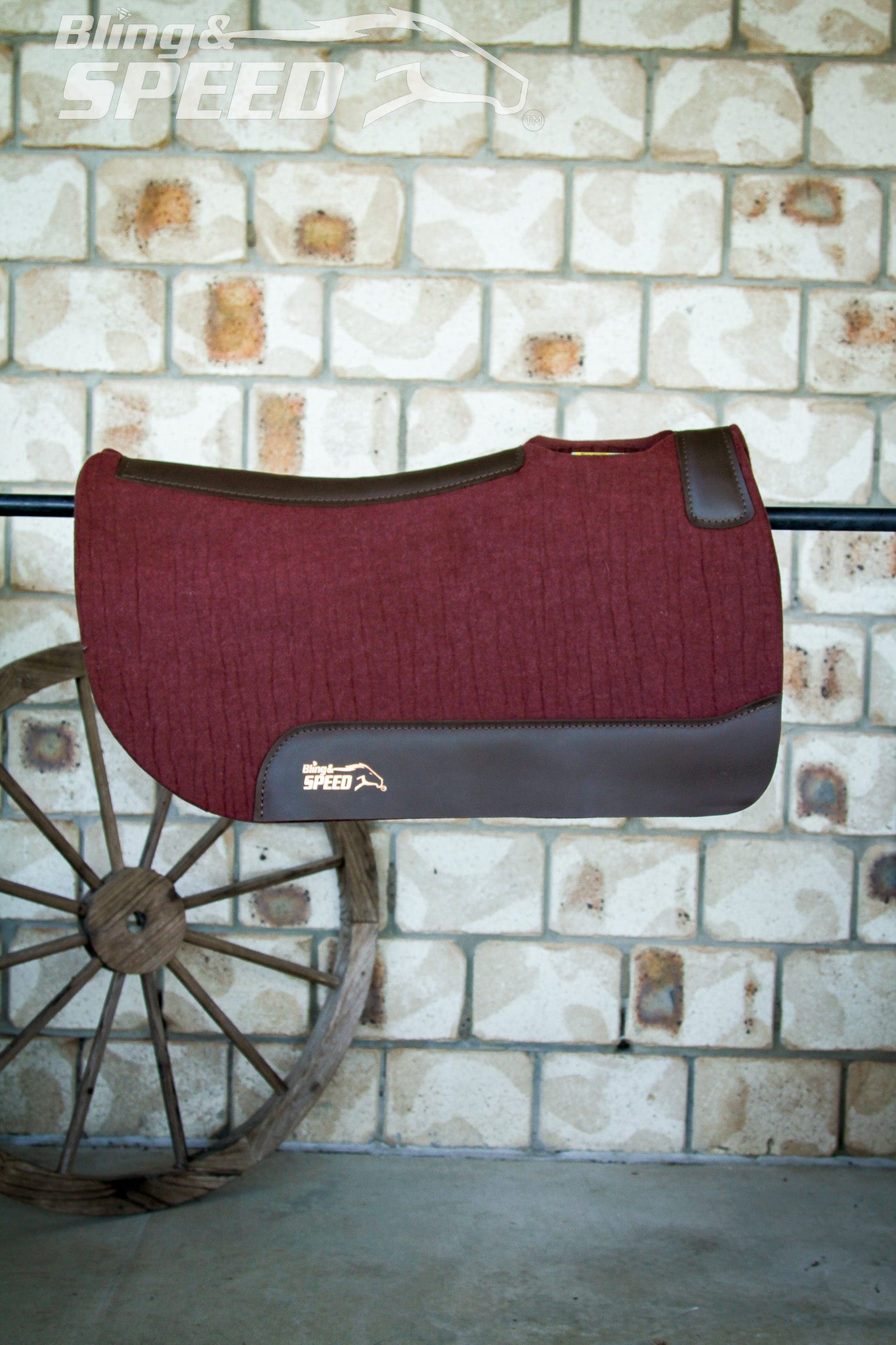 Standard Wither Relief - Round Skirt Merino Wool Barrel and Fender Saddle Pad - Burgundy