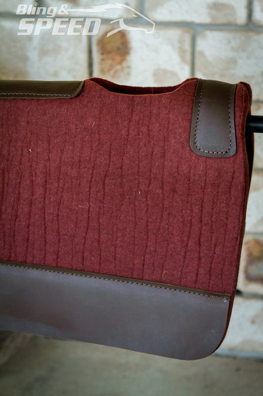 Standard Wither Relief - The Barrel Racer Merino Wool Felt Saddle Pad - Burgundy