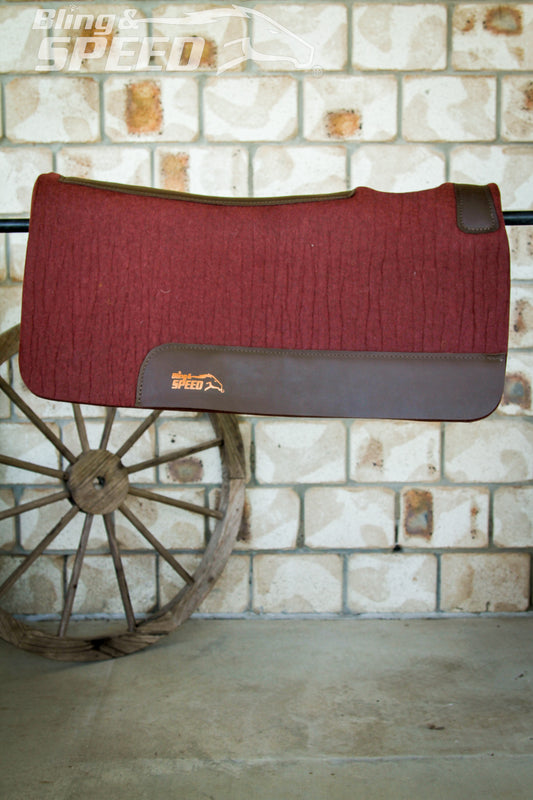 Standard Wither Relief - The Barrel Racer Merino Wool Felt Saddle Pad - Burgundy