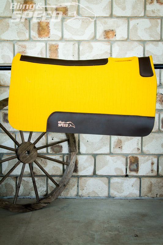 Standard Wither Relief - The Barrel Racer Merino Wool Felt Saddle Pad - Yellow