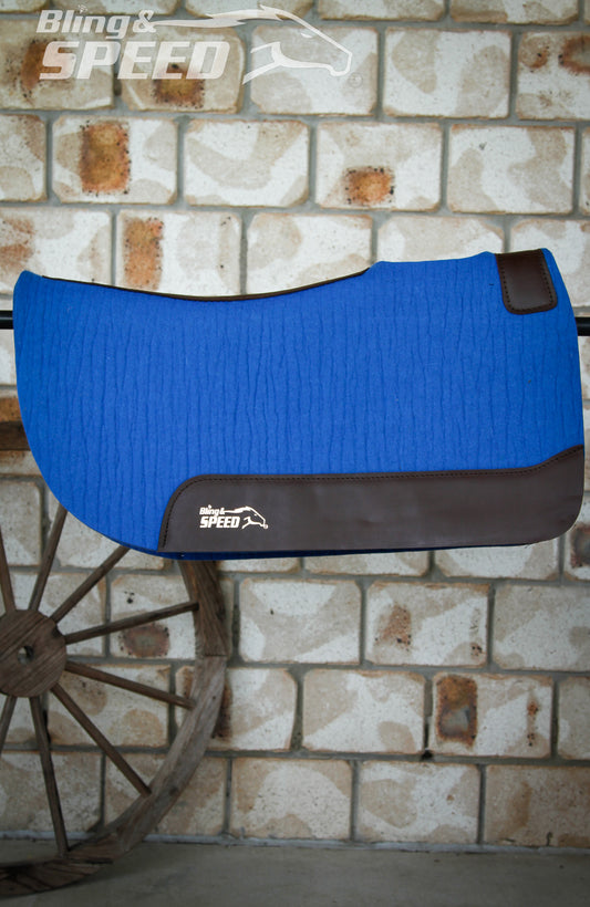 Standard Wither Relief - Round Skirt Merino Wool Barrel and Fender Saddle Pad - Royal Blue