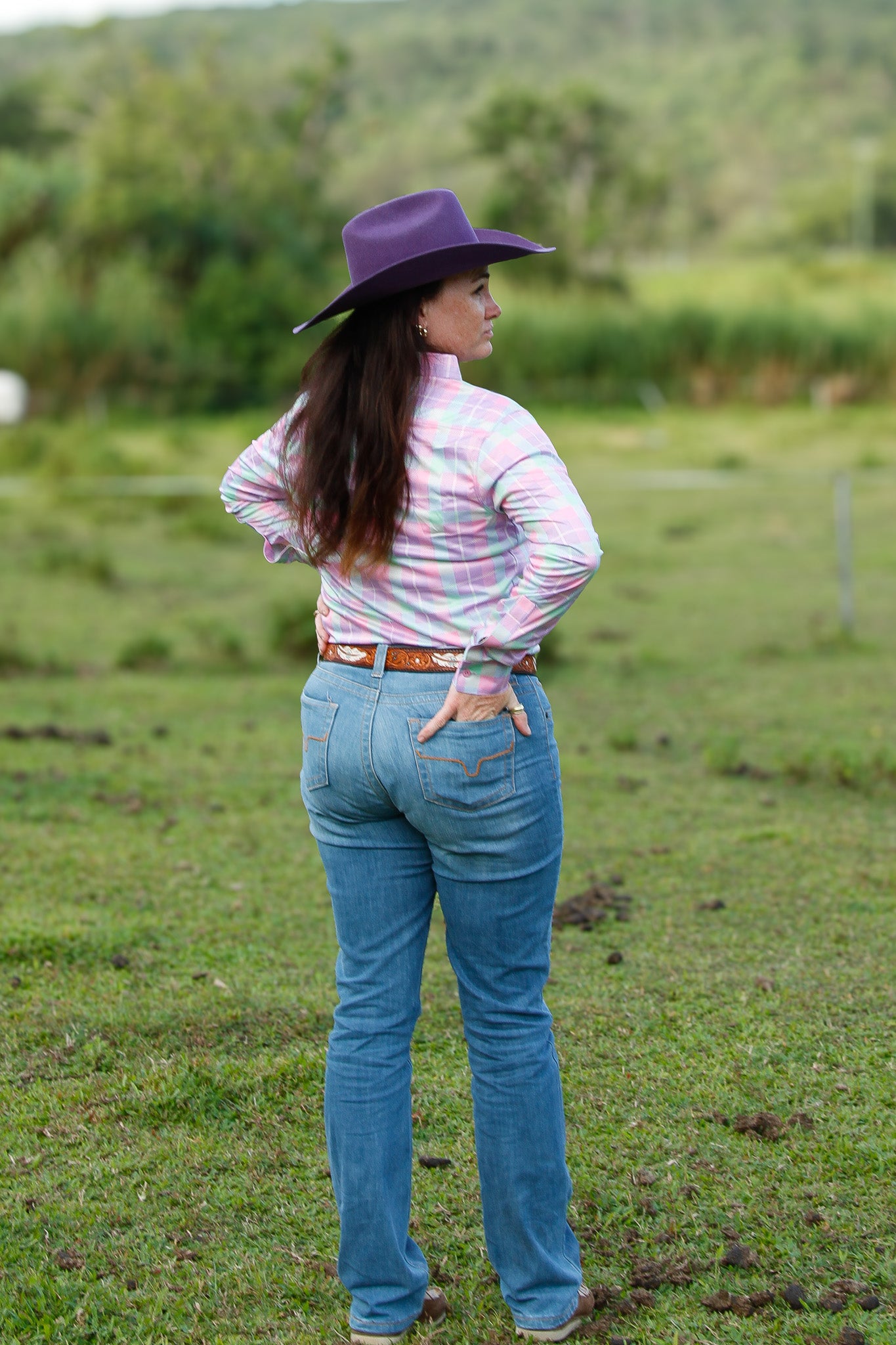 Purple and Lime Checkered Arena Shirt