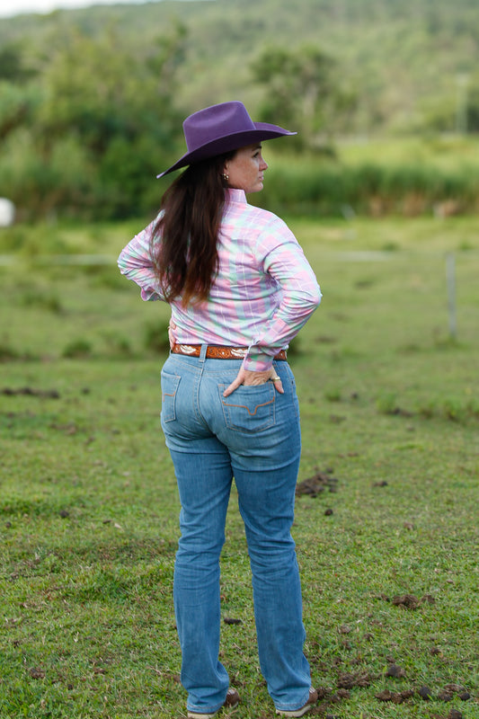 Purple and Lime Checkered Arena Shirt
