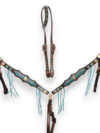 "Turquoise Trailblazer" Cross-Stitch Fringe Tack Set