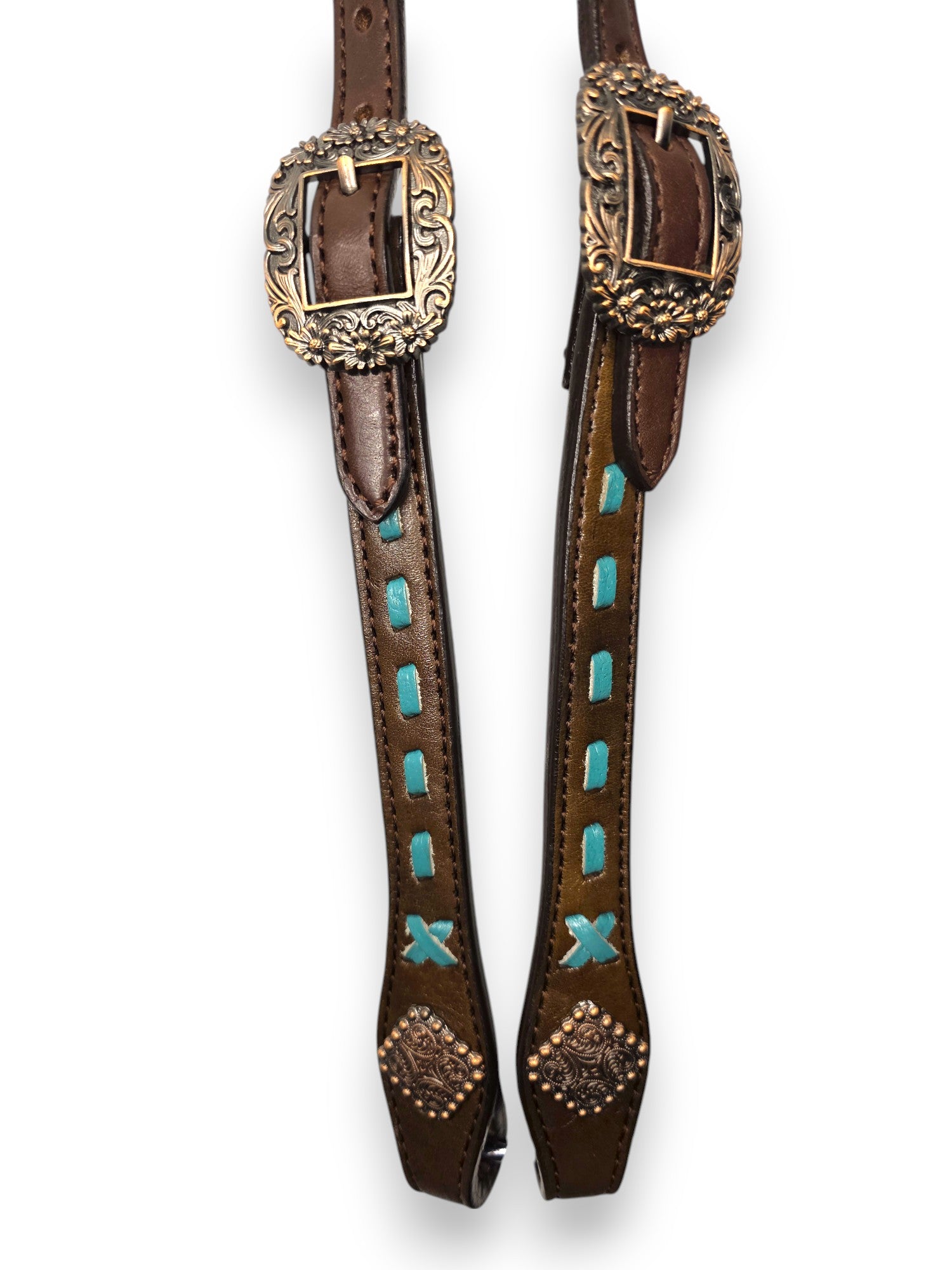 "Turquoise Trailblazer" Cross-Stitch Fringe Tack Set