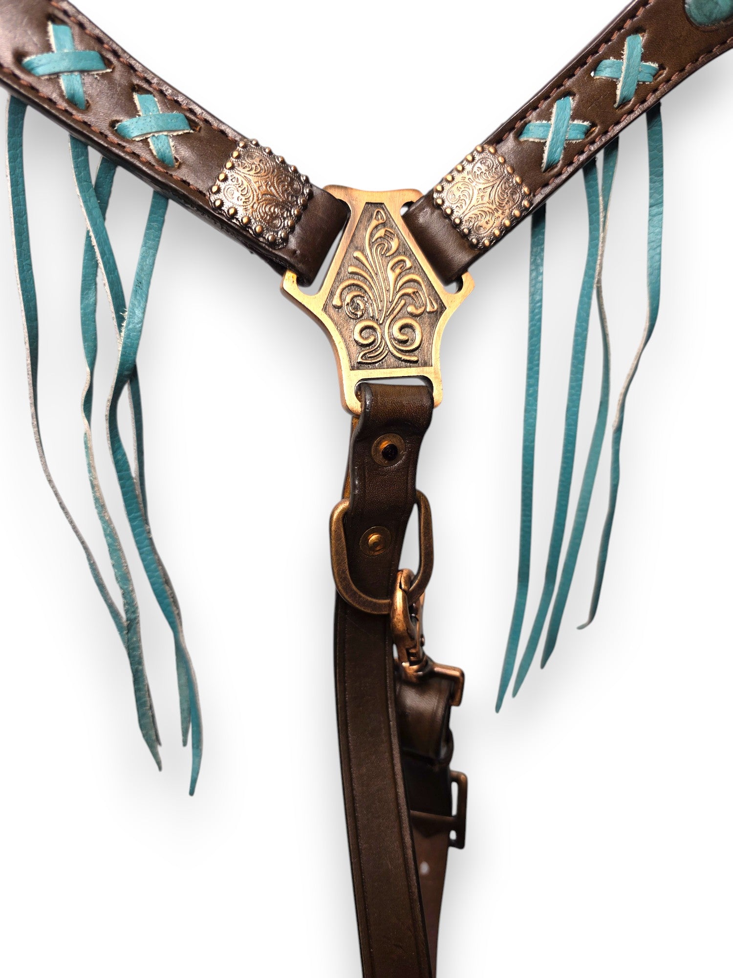 "Turquoise Trailblazer" Cross-Stitch Fringe Tack Set