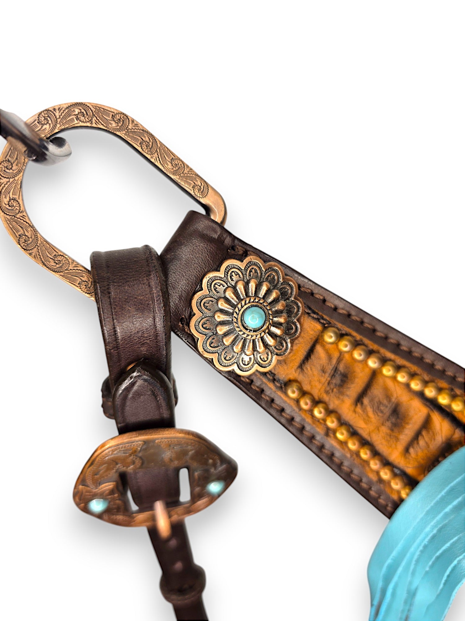 "Turquoise Trails" Fringe Tooled Leather Tack Set