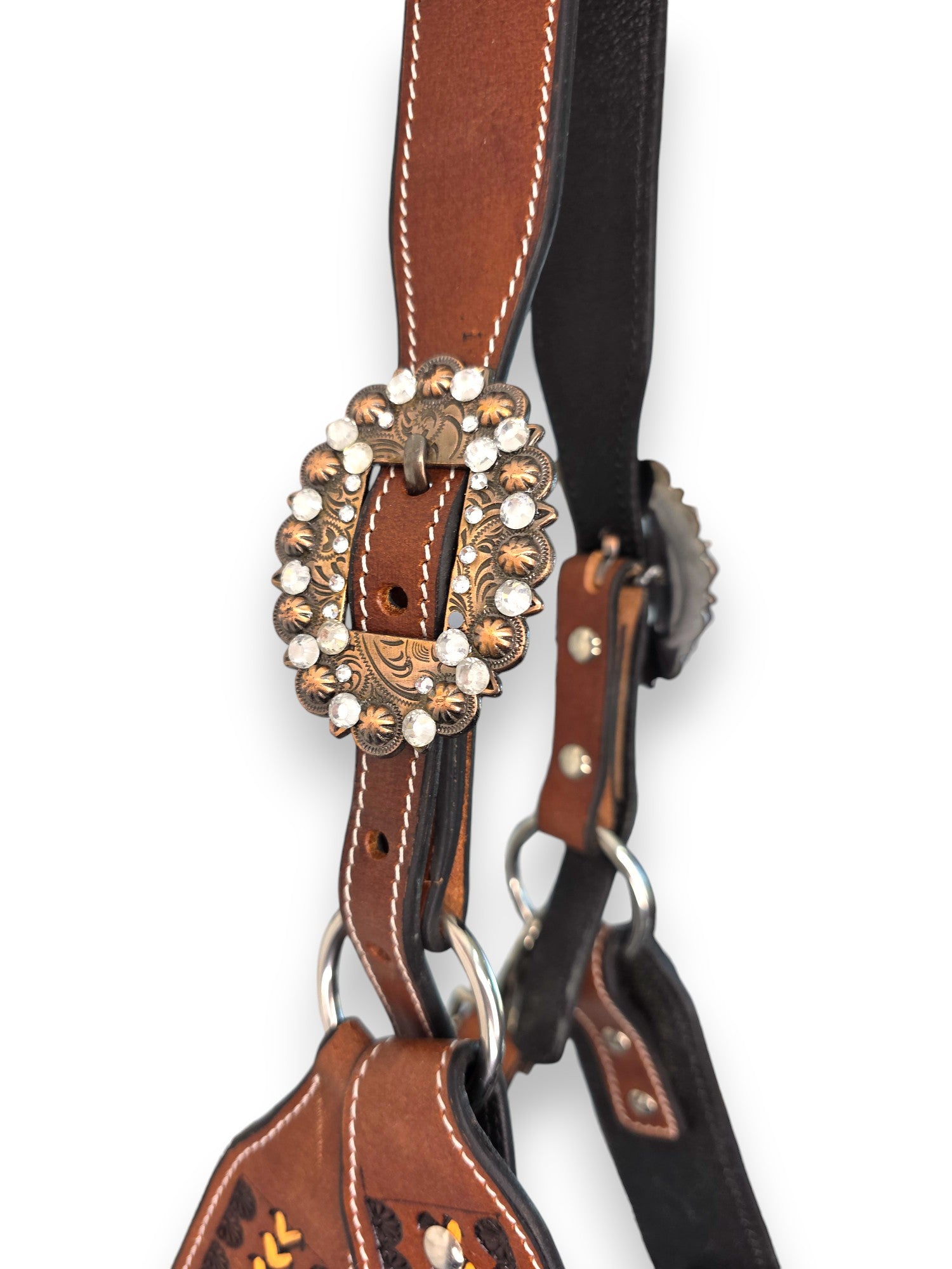 Leather Halter with Rope Nose Band - White