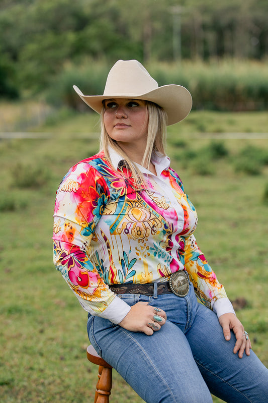 Pink & Gold Flowers Arena Shirt