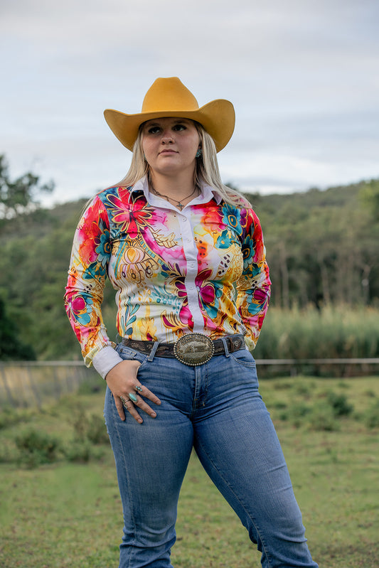 Pink & Gold Flowers Arena Shirt