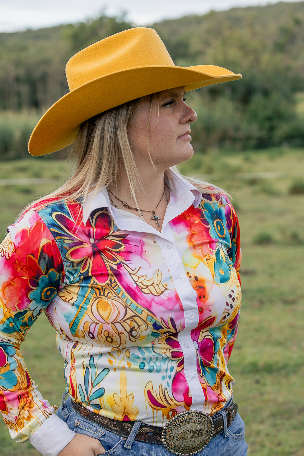 Pink & Gold Flowers Arena Shirt