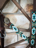 Load image into Gallery viewer, Beaded Aztec Gold Breastcollar, Bridle and Wither strap Set

