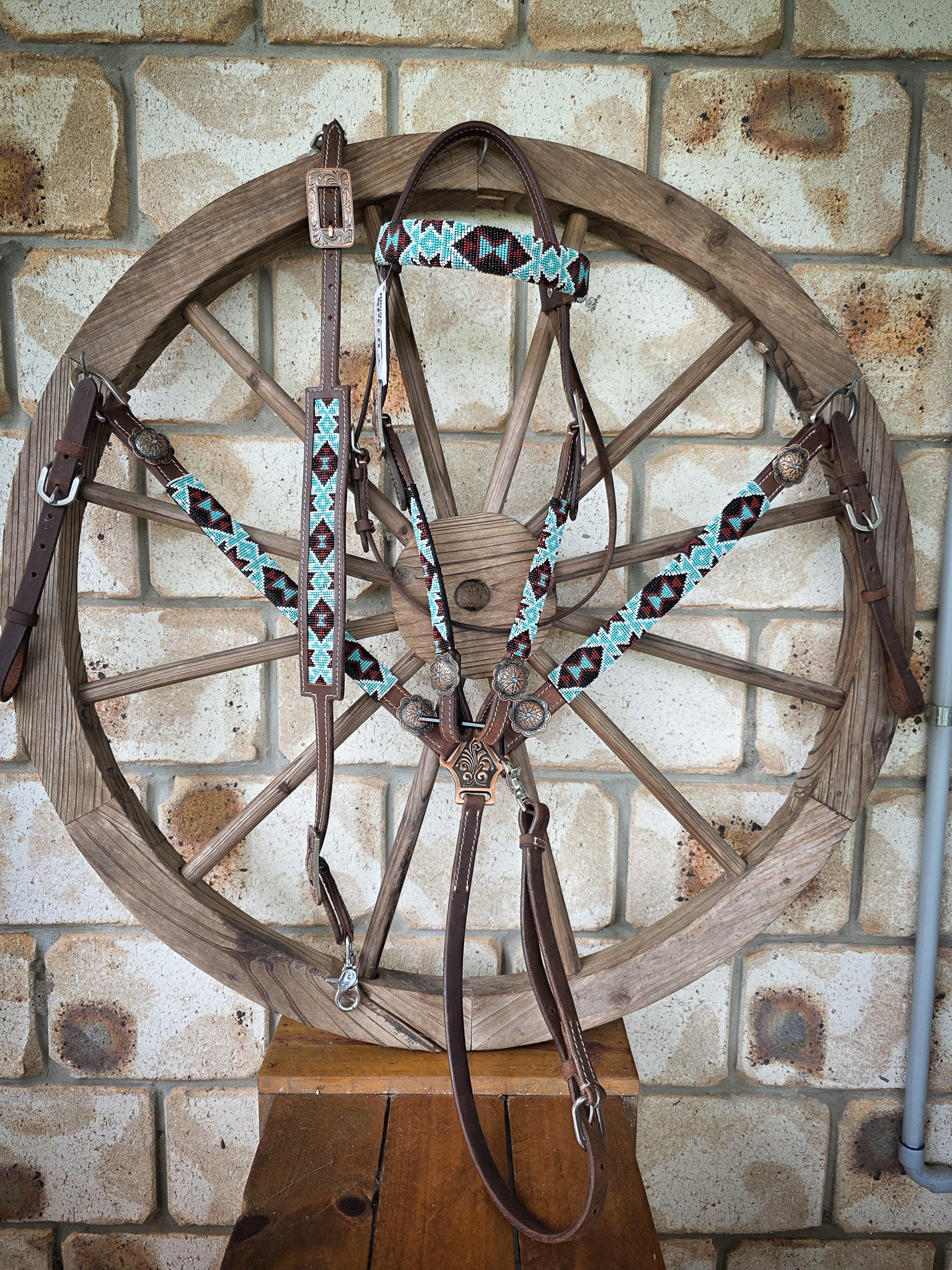 Beaded Turquoise Dreams Breastcollar, Bridle and Wither strap Set