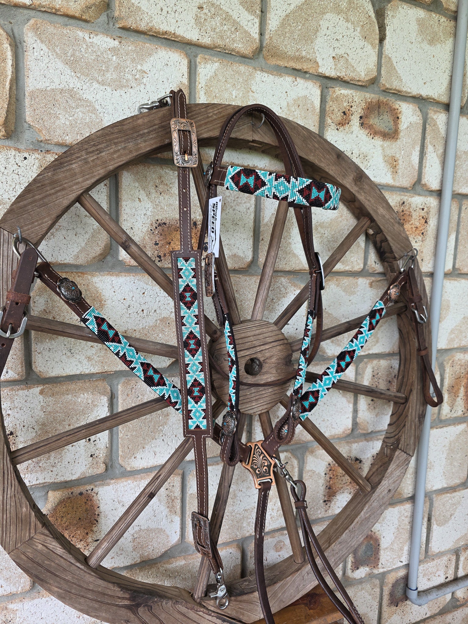 Beaded Turquoise Dreams Breastcollar, Bridle and Wither strap Set