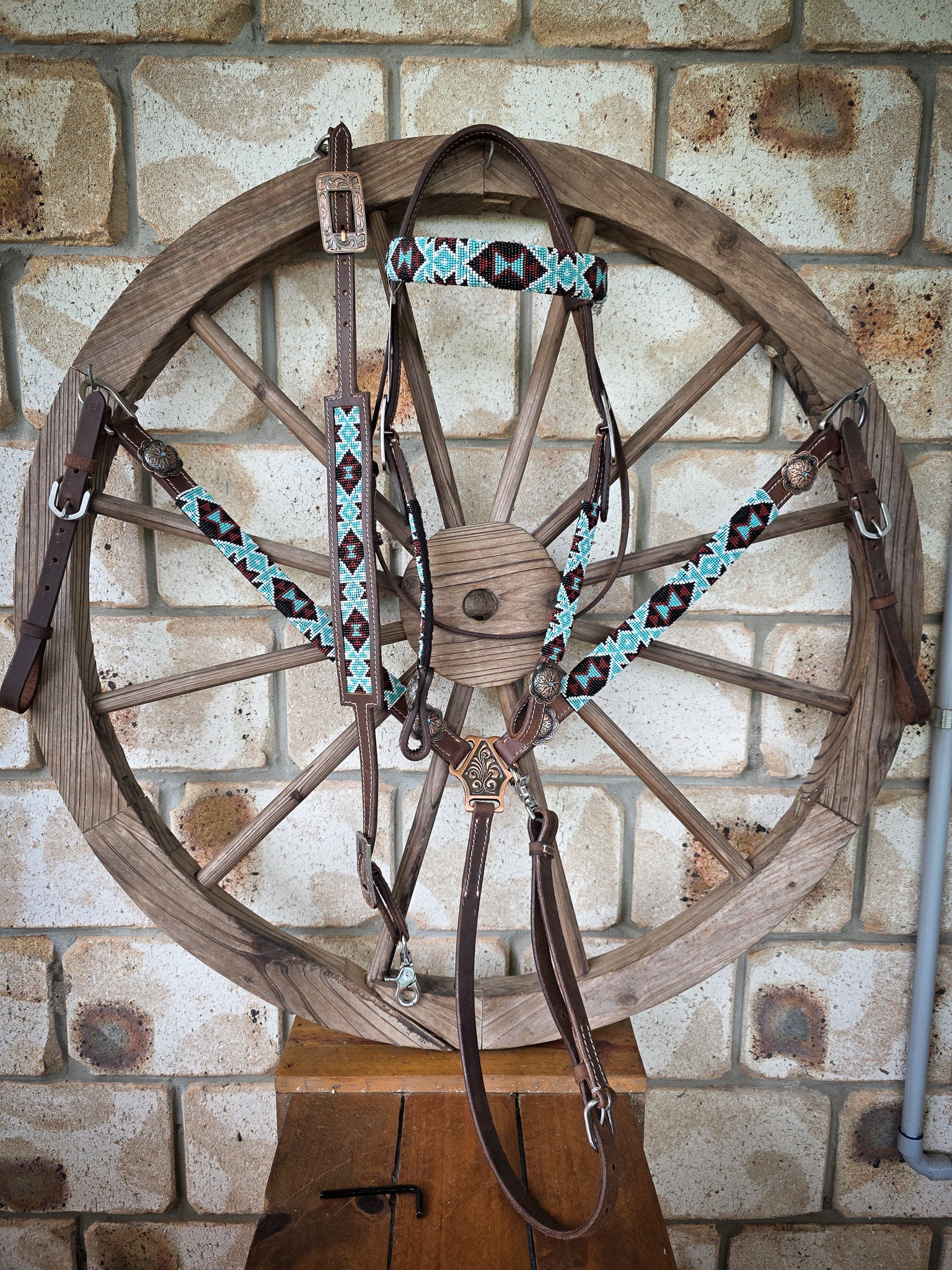 Beaded Turquoise Dreams Breastcollar, Bridle and Wither strap Set