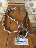Load image into Gallery viewer, Twisted Bloodknot Barrel Reins - White
