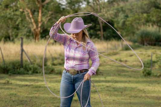 Purple and Peach Checkered Arena Shirt