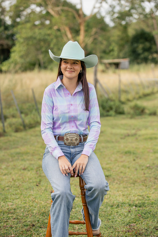 Purple and Blue Checkered Arena Shirt