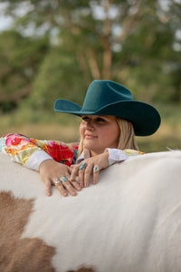 Desert Crown Felt Hat - Peacock