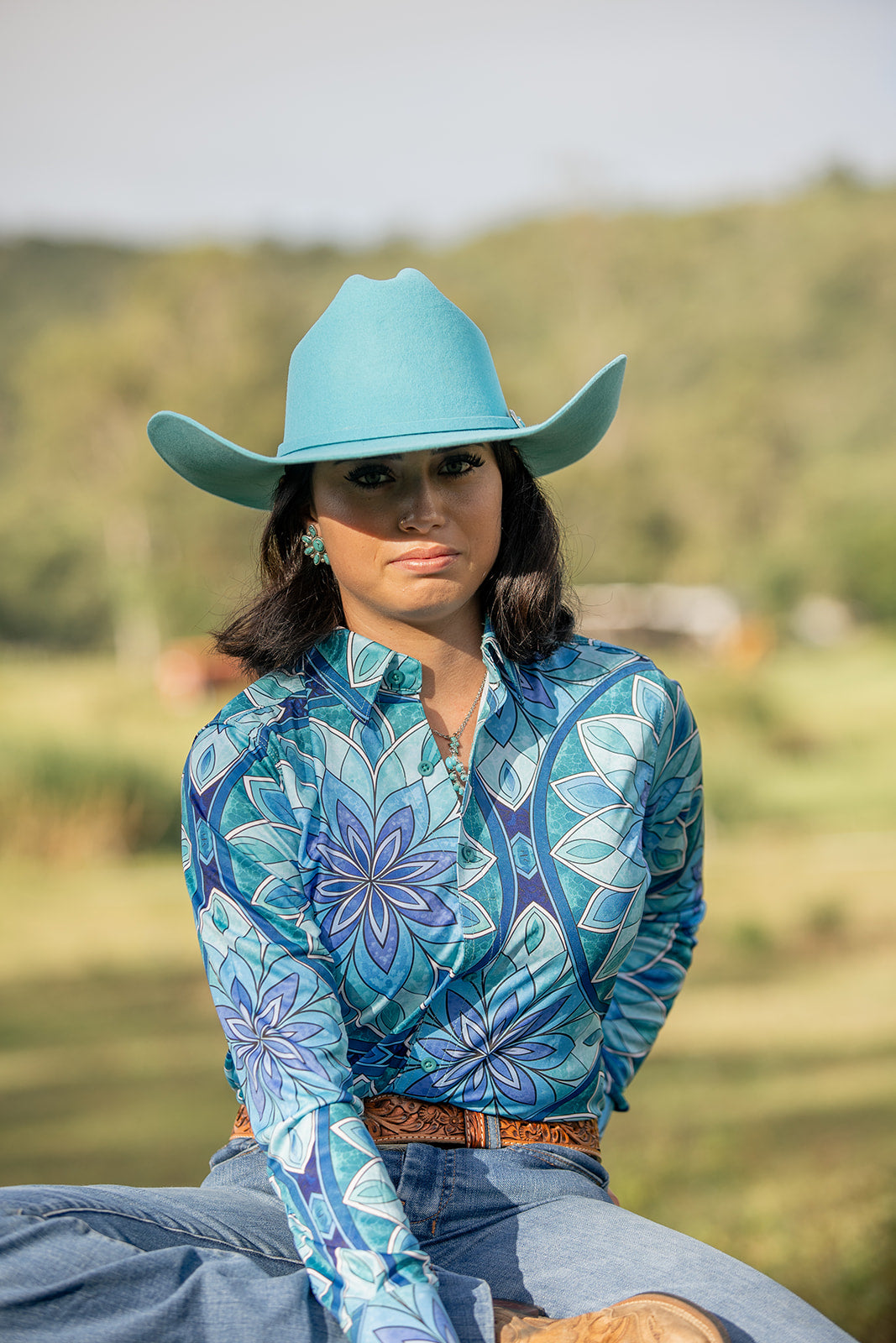 Desert Crown Felt Hat - Turquoise