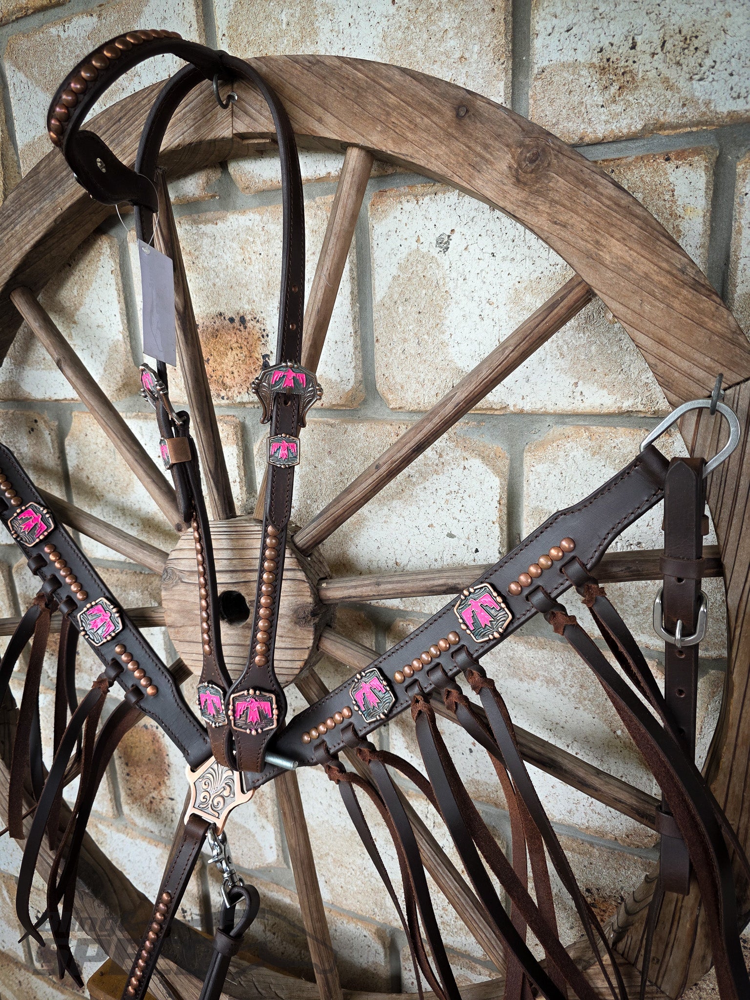 Thunderbird Fringe Tack Set - Hot Pink