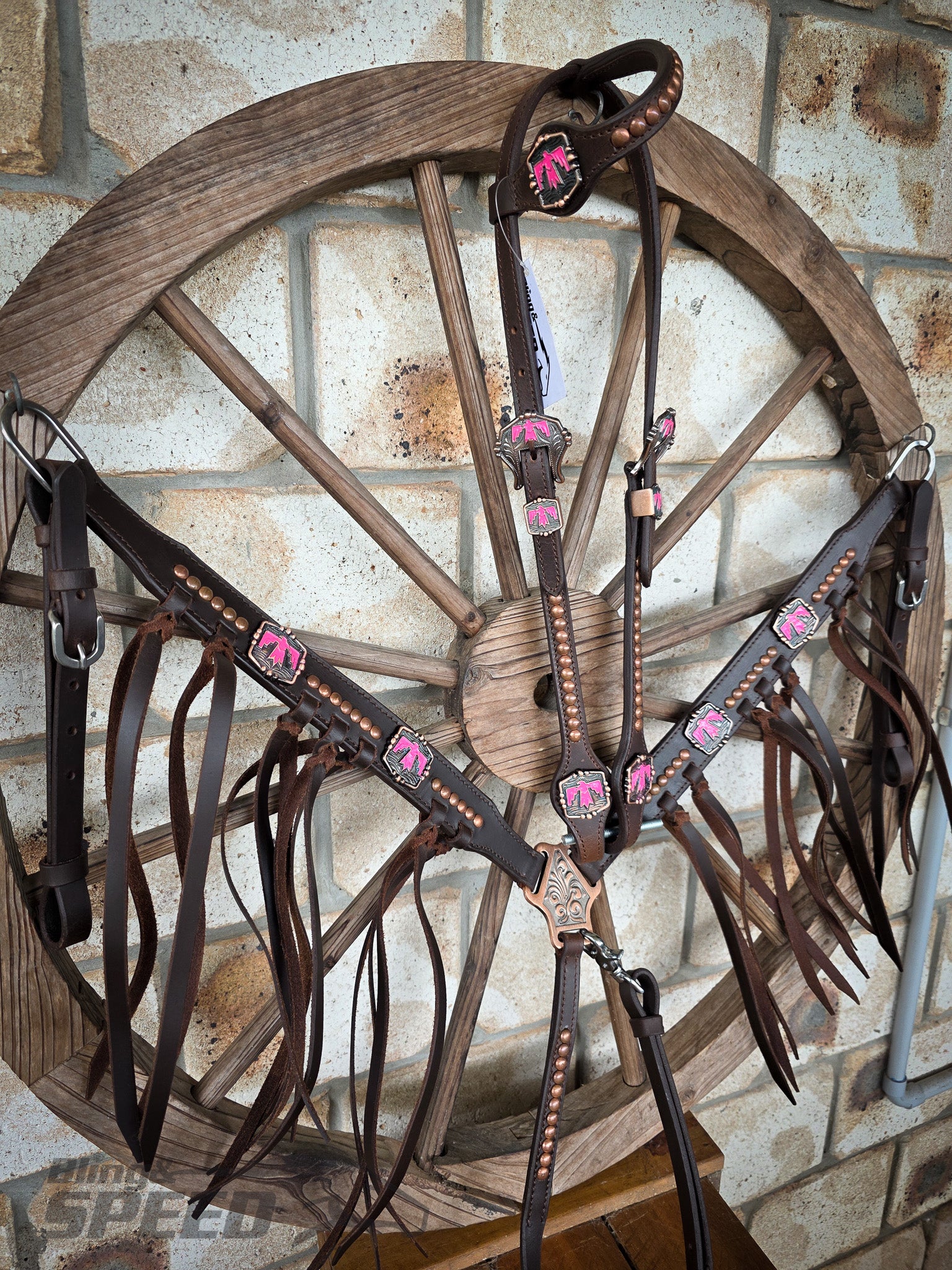 Thunderbird Fringe Tack Set - Hot Pink