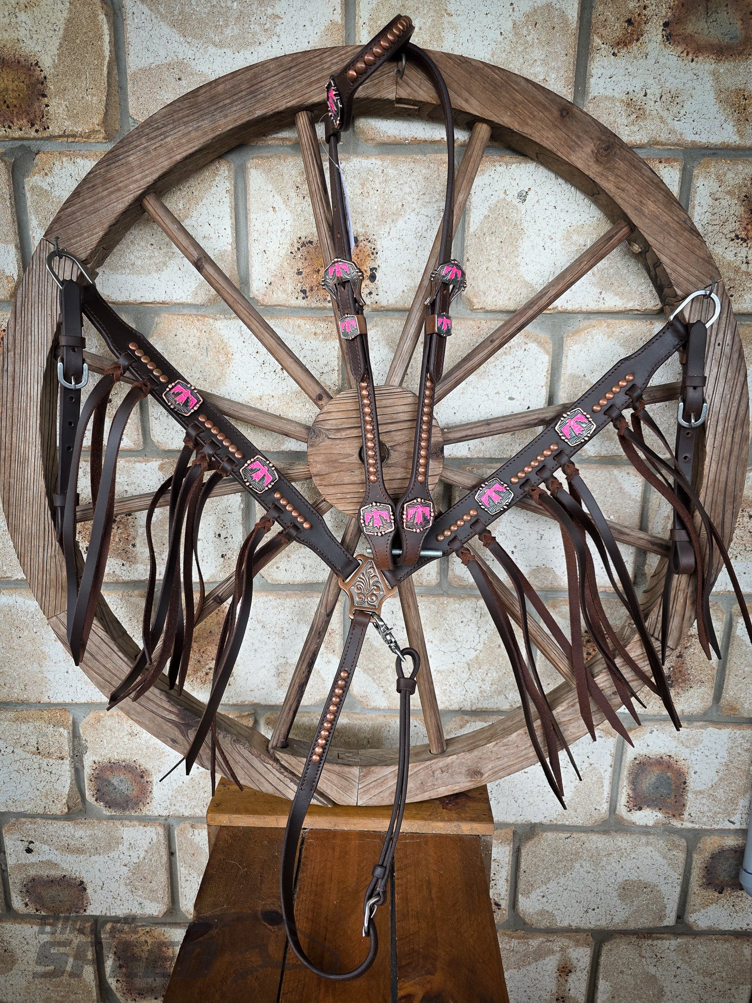 Thunderbird Fringe Tack Set - Hot Pink