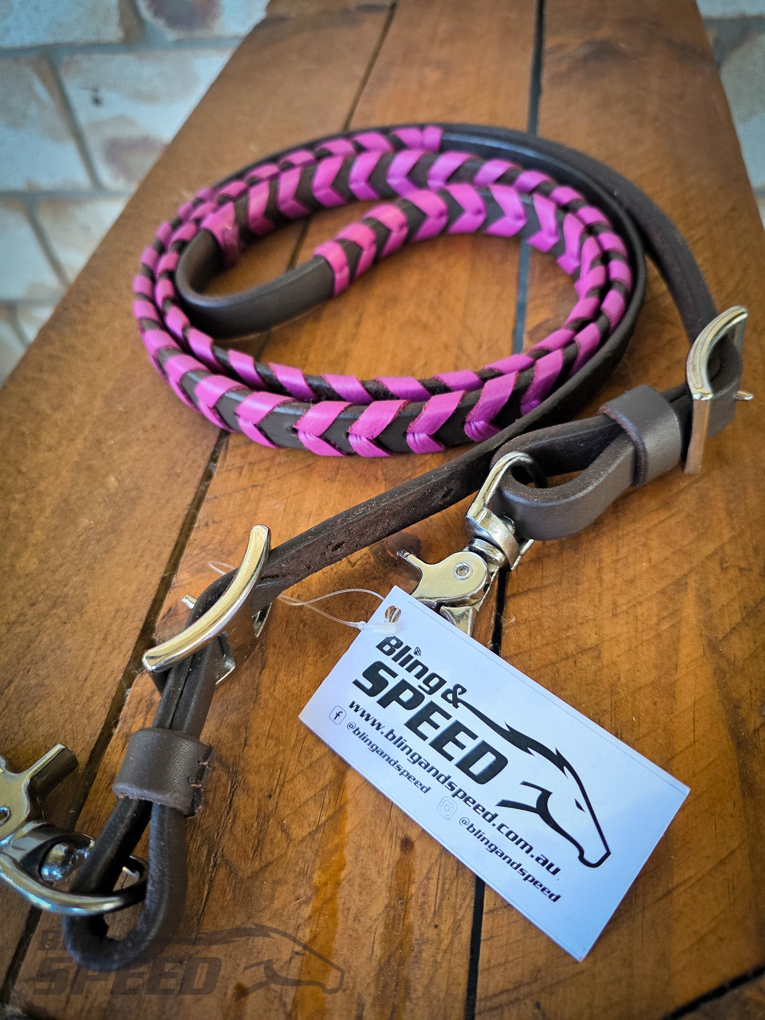 Laced Barrel Reins - Mulberry