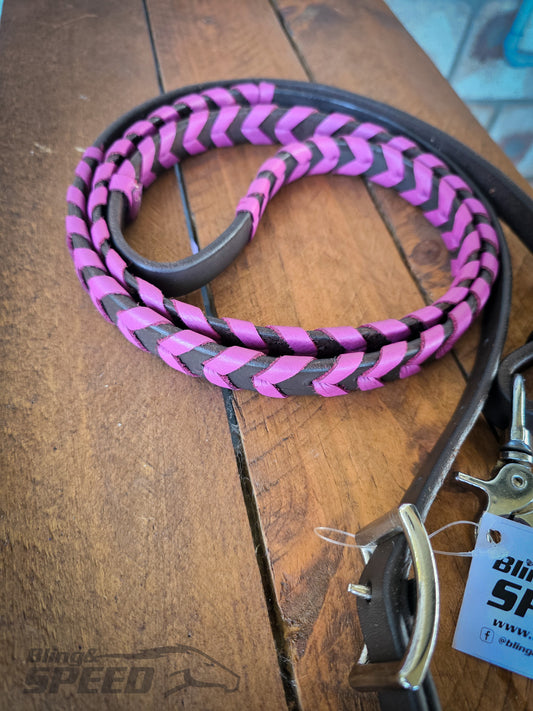 Laced Barrel Reins - Mulberry