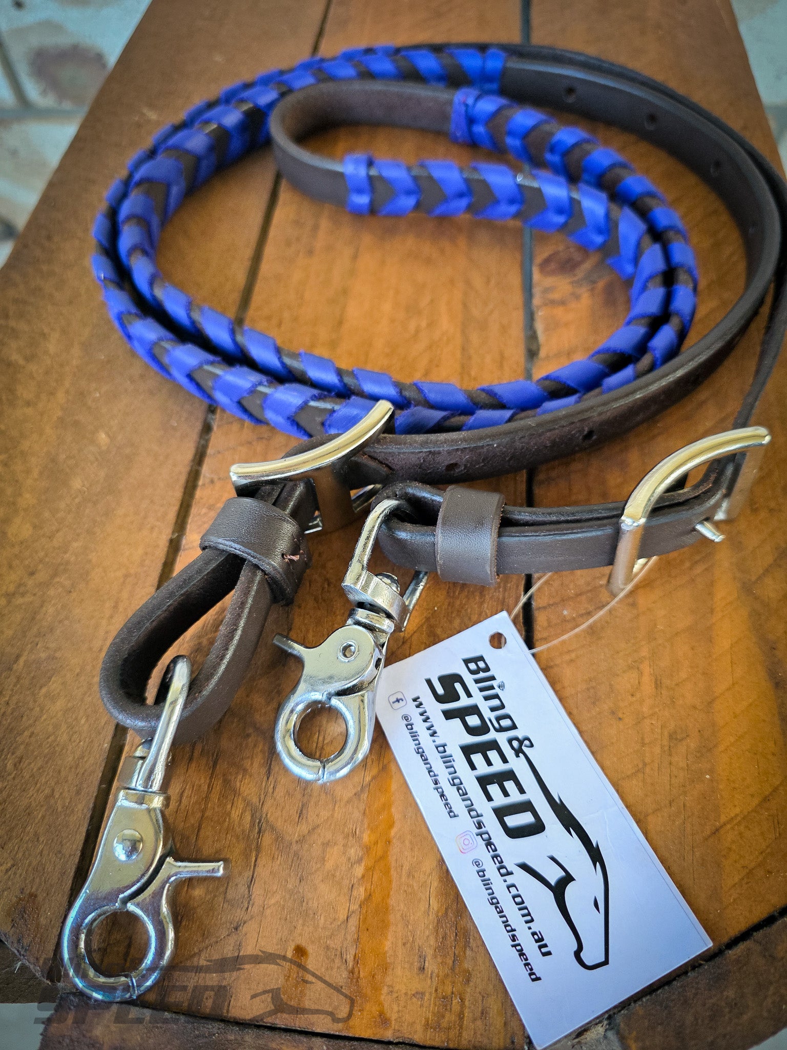 Laced Barrel Reins - Blue